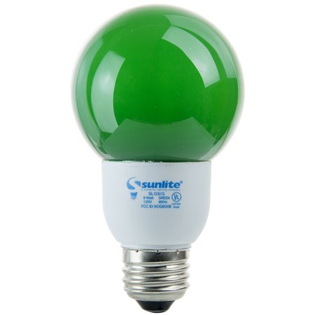 SUNSHINE LIGHTING Sunlite¬Æ SLG9/G 9W Green Globe CFL Light Bulb, Medium Base 05660-SU